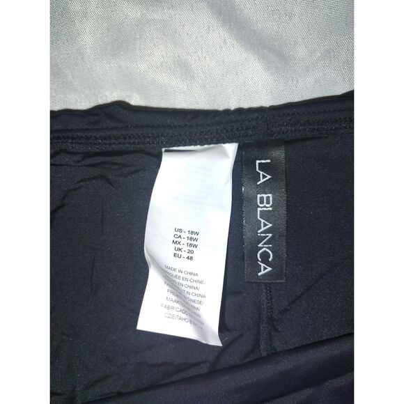 NWT La Blanca Island Goddess Ruched Band Hipster Bottom Size 18W Black Curvy - Picture 4 of 6